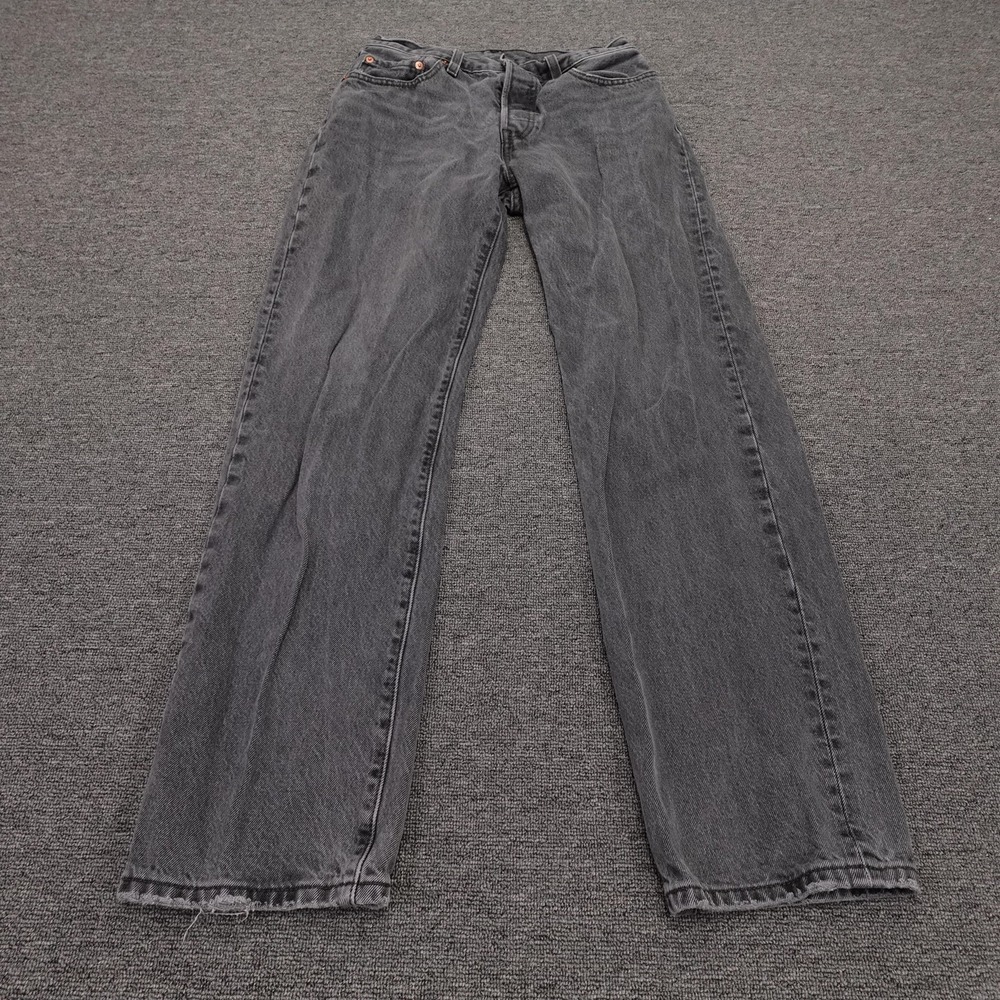 Levis 501 Jeans Womens 26 Gray High Rise Straight Button Fly 26x30 Premium Denim